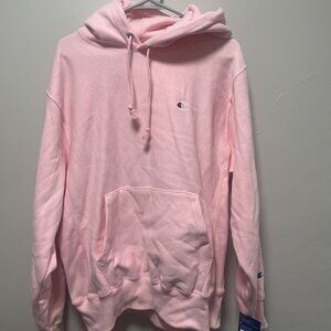 Champion Pink Hoodie Sweatshirt Zize Medium Classic Logo Pullover NWT